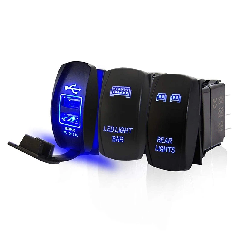 Spínač Rocker Switch Zadné svetlá LED LET SLETKA BAR 2USB SPNÍNA NAPÁJOM NA ATV CAN-AM MAVERICK X3 Polaris RANGER RANGER SUV RZR