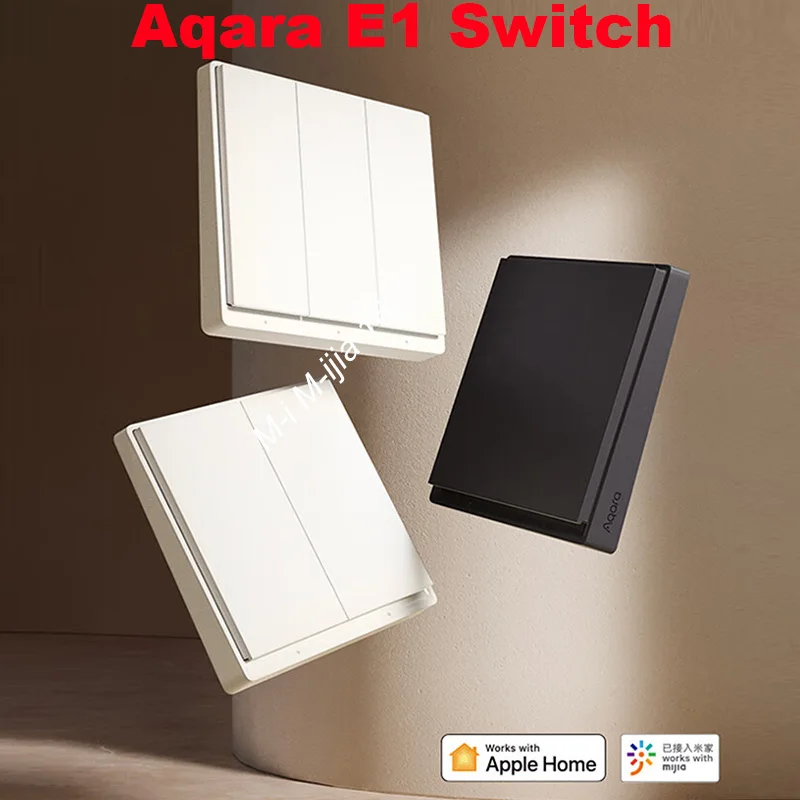 Spínač steny Aqara E1 s neutrálnym neutrálnym inteligentným domovom Zigbee 3.0 bezdrôtový spínač kľúča Fire Drôt pre domáci domáci domáci HomeKit