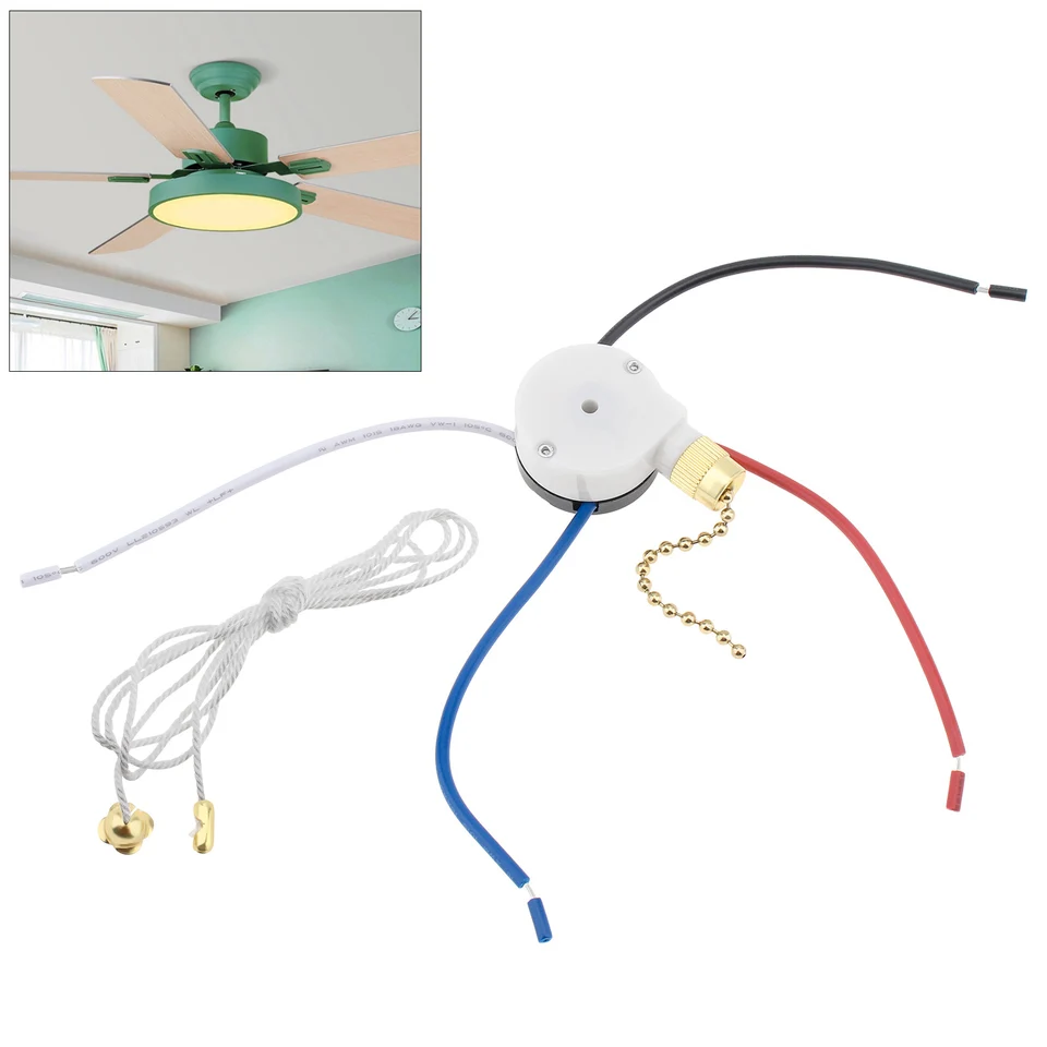 Spínač stropného ventilátora 3 Speed ​​4 Rýchlosť 4 drôtového prepínača reťazca Rýchlosť riadenia pre stropné ventilátory / nástenné žiarovky / svetlá skrinky