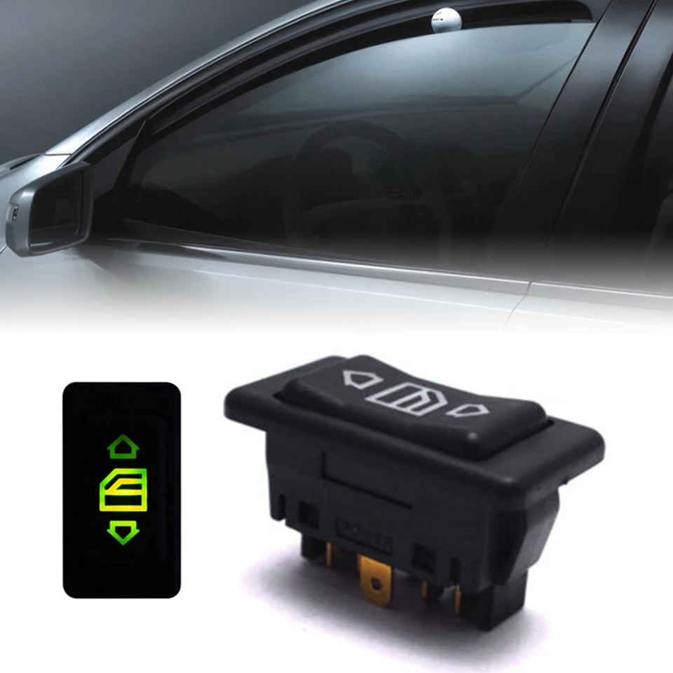 Spínač Universal Cars Power Switch so zeleným svetlom 6-kolík 12/24V 10A zapnuté/vypnuté spínač zdvíhacieho zdvíhača okna