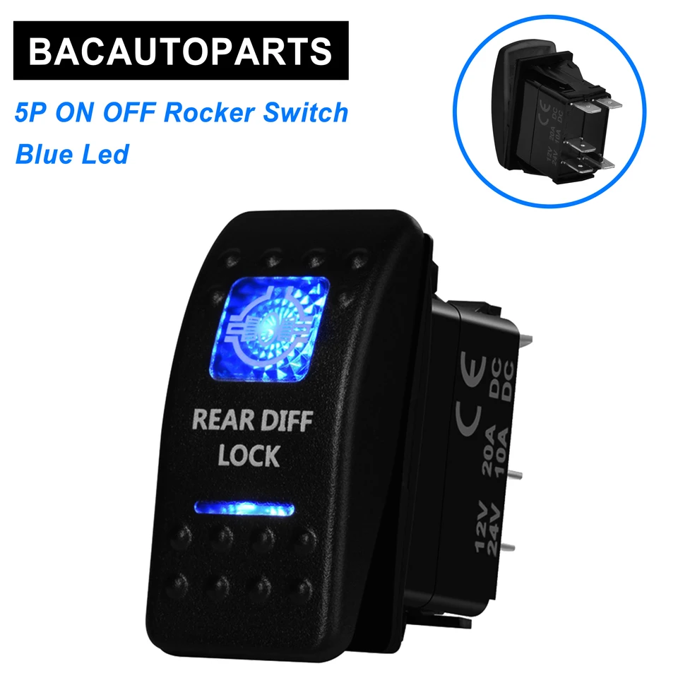 Spínač vahadla zadného políru 12 V/24V Blue LED SPST 5P ON OFF FOR CAR MORINE LOT IP66 NARVA Carling ARB Style Auto Camper diely