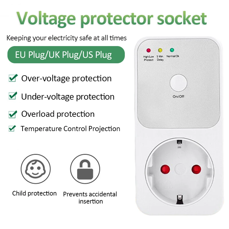 Spíľovač soketu Automatického napätia EÚ/US/UK Plug 3680W Power napätie bezpečný chránený relé elektrický stabilizátor soketu