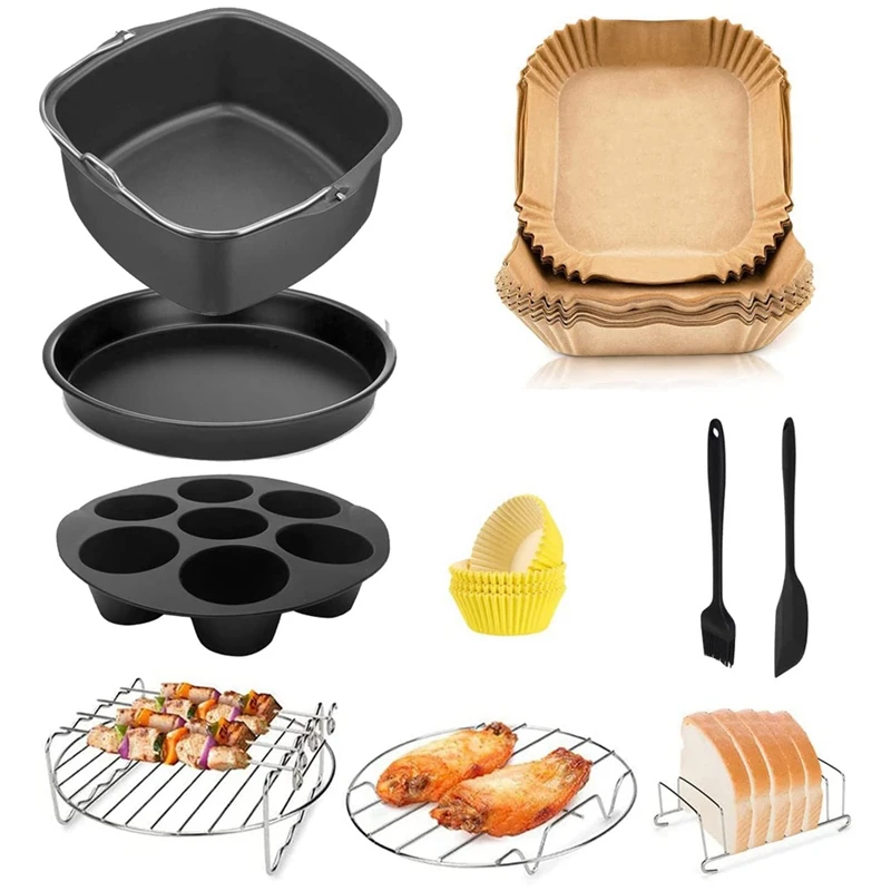 Square Air Fryer Accessories, pre okamžitý Vortex Plus, Cosori 6.4L, Tefal XXL 6.2L, Breville a najviac 5,7 l vzduchových fritézy