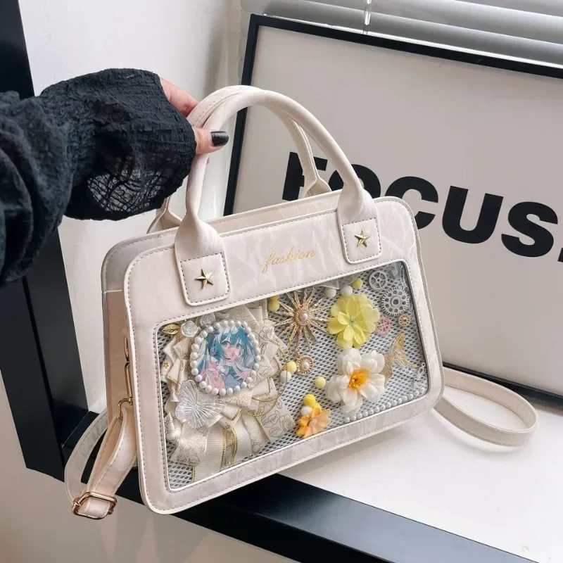 Square Ita Tote Hand Japan Transparent Bag Veľká kapacita Bolsos majer denne pomocou tašiek všetky zápasy Bolsa 2025 nové Bolsas