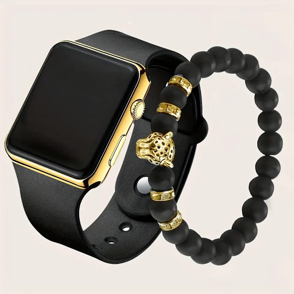 Square Sports Electronic Watch a Tiger Head náramok pre študentských chlapcov, darček pre deti