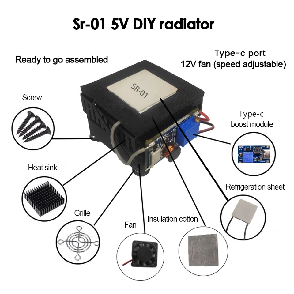 SR-01 5V DIY mobilný telefón chladič Semiconductor Chladiaci list tichý tablet chladiaci artefakt pre hier PUGB