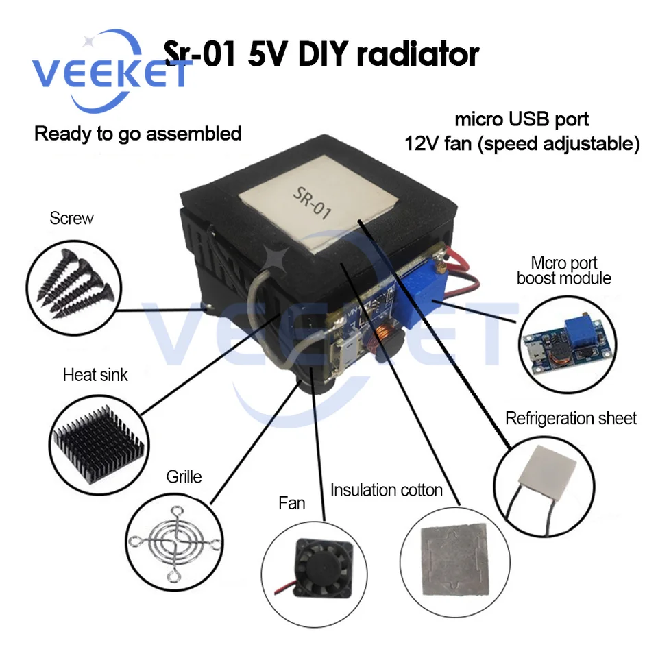 SR-01 5V DIY mobilný telefón chladič Semiconductor Chladiaci list tichý tablet chladiaci artefakt 40*40 pre PUGB Gaming