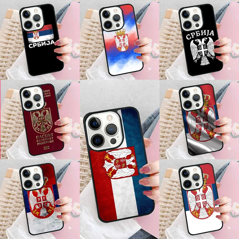 Srbsko vlajkový kryt telefónu pre iPhone 16 Promax 15 Pro 13 14 plus 11 12 Mini XR XS Max Coque