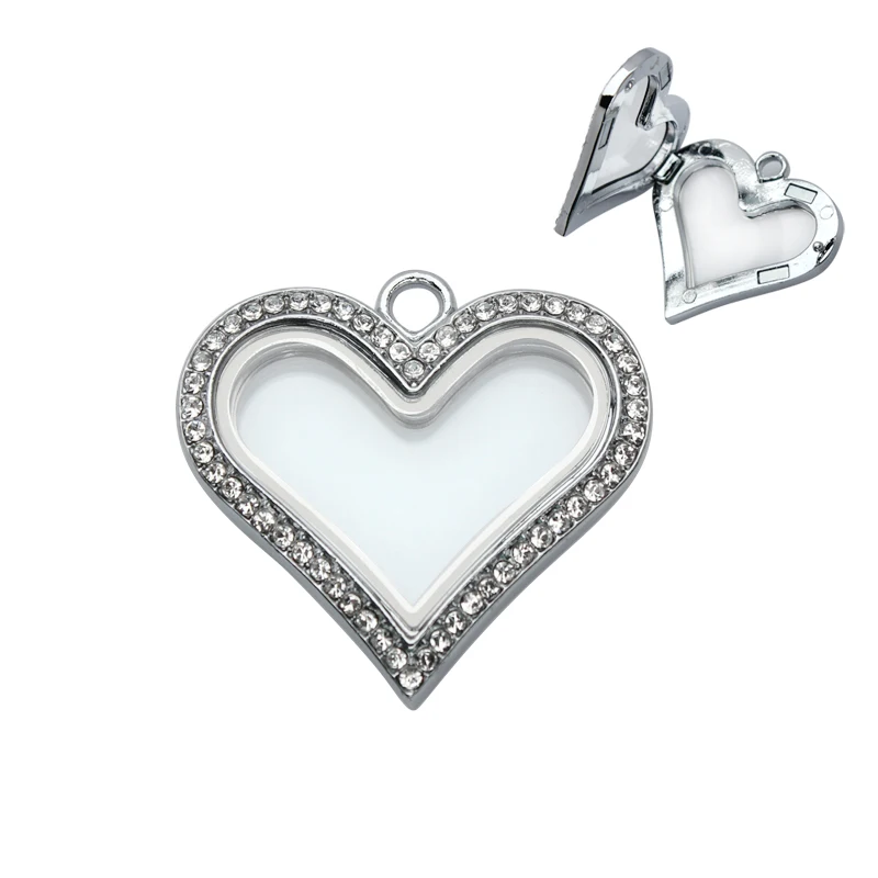 Srdce plávajúce sklo Living Memory Locket kúzla prívesok Magnetický zink zliatina sklenená medailón DIY šperky Darček