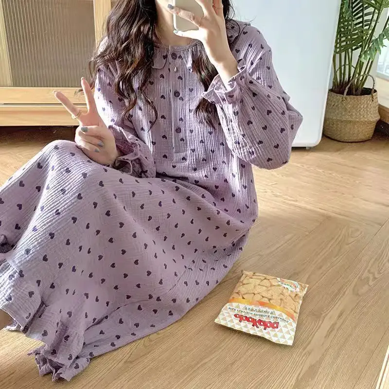 Srdce potlač Ženy Nočná košeľa Kórejské spanie
