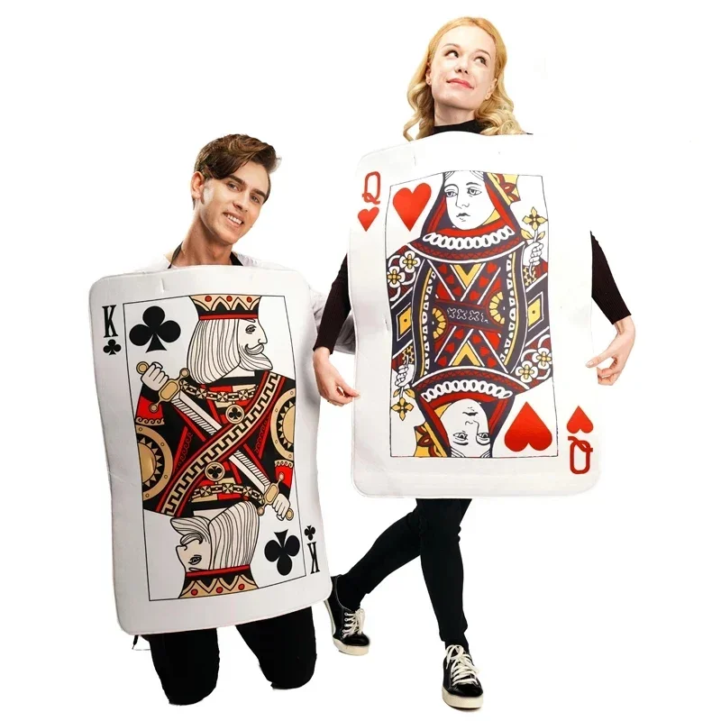 Srdcia K dospelé páry karty kostýmy Fancy Dress Up Cosplay Men ženy hrajúce karty tunika pre Halloween unisex Suit Mn11