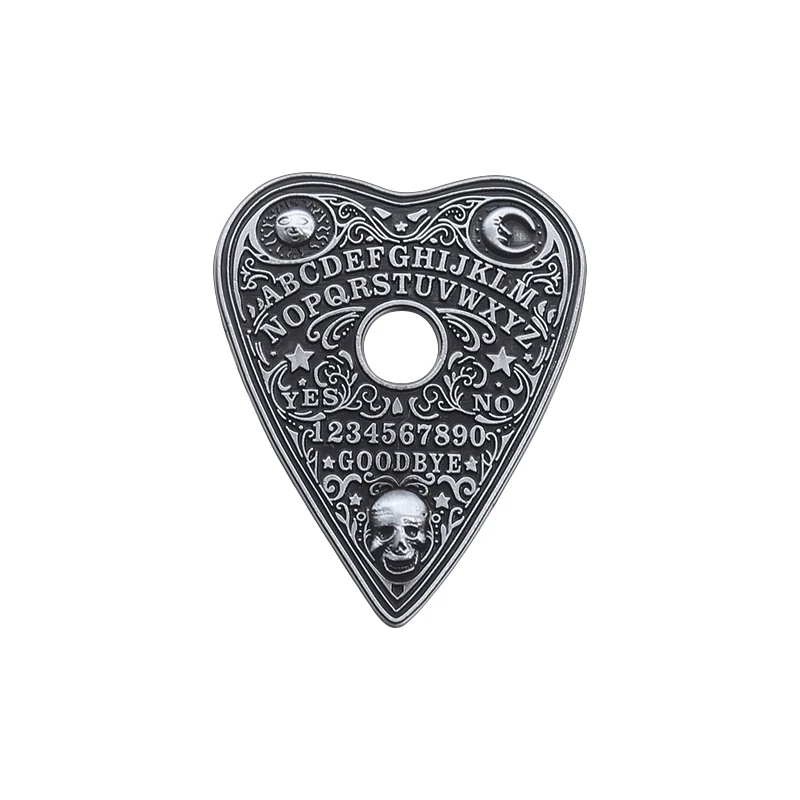 Srdcová lebka Ouija doska brošňa smalt