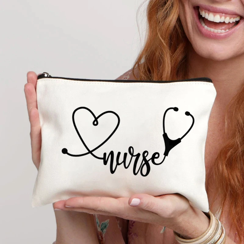 Srdcový kvet listu sestry Životný vzor Canvas Cosmetic Bag Organizátor Medical Supplies Sundries Skladovacie puzdro ceruzka ceruzka darček