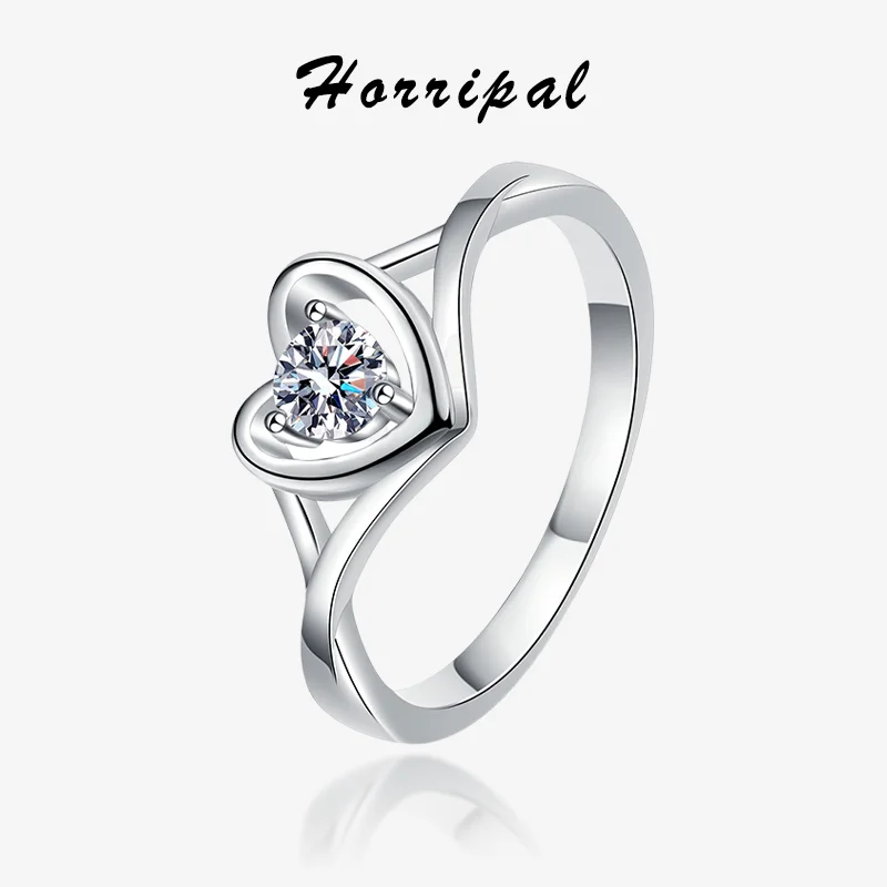 Srdcový prsteň pre ženy skutočný moissanit s certifikátom priechod diamantový tester Sterling Silver Pasted 18k biele zlaté svadobné prstene