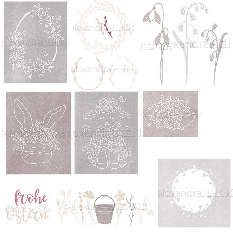Srdiečko negatívny králik Lambkin Hedgehog s kvetmi Bucket Vievok vajcia kov Cutting Dies Stamps Scrapbook Diary Dekorácie DIY