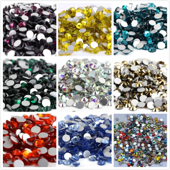 SS6 ~ SS34 AAAAA TOP KVALICKÁ KRYSTAL NOT HOTFIX NOHOFICKÝ SUPER SVET BLETLE GLOSE Strass 3D na nechty DEY DIY oblečenie oblečenia