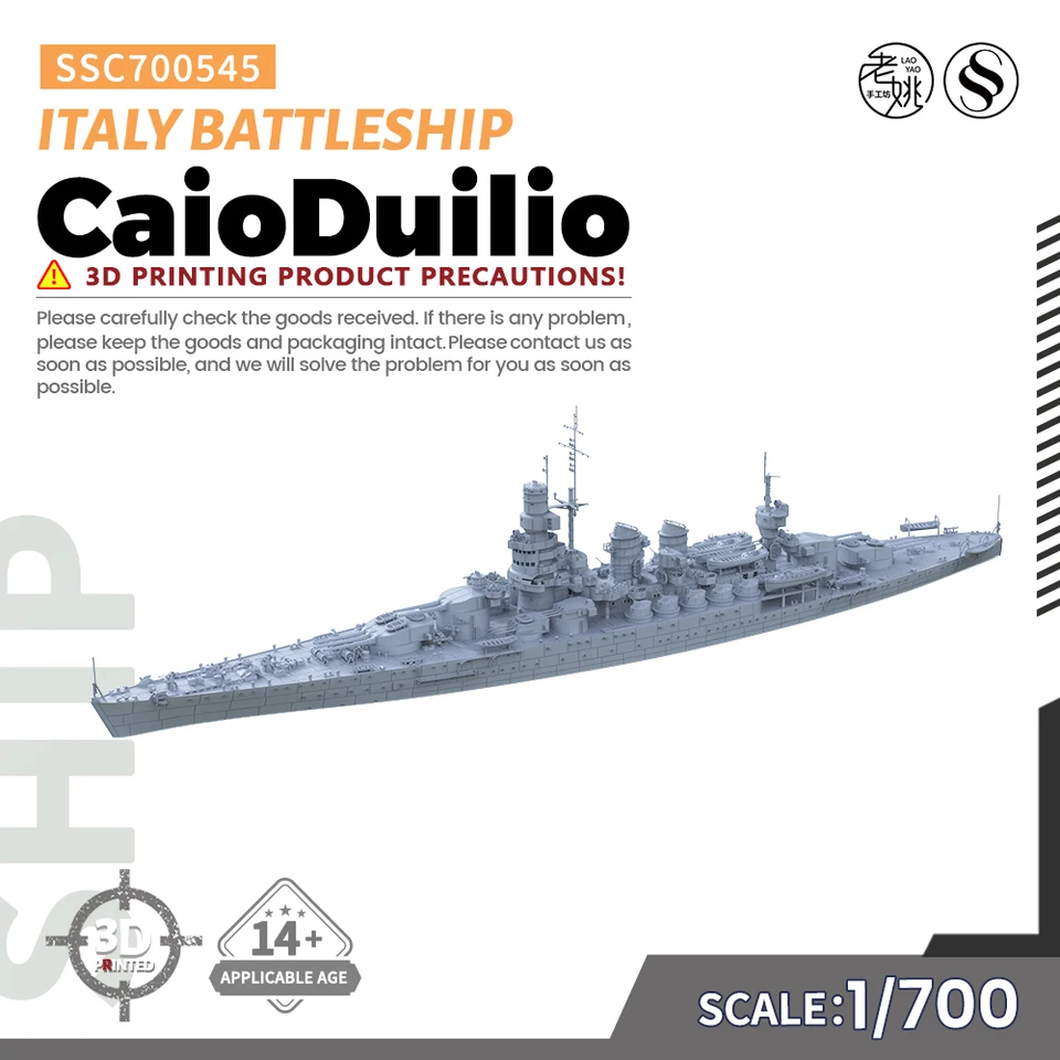 SSModel SSC545/S 1/700 Vojenský model Kit Taliansko Caioduilio Battleship Full Hull
