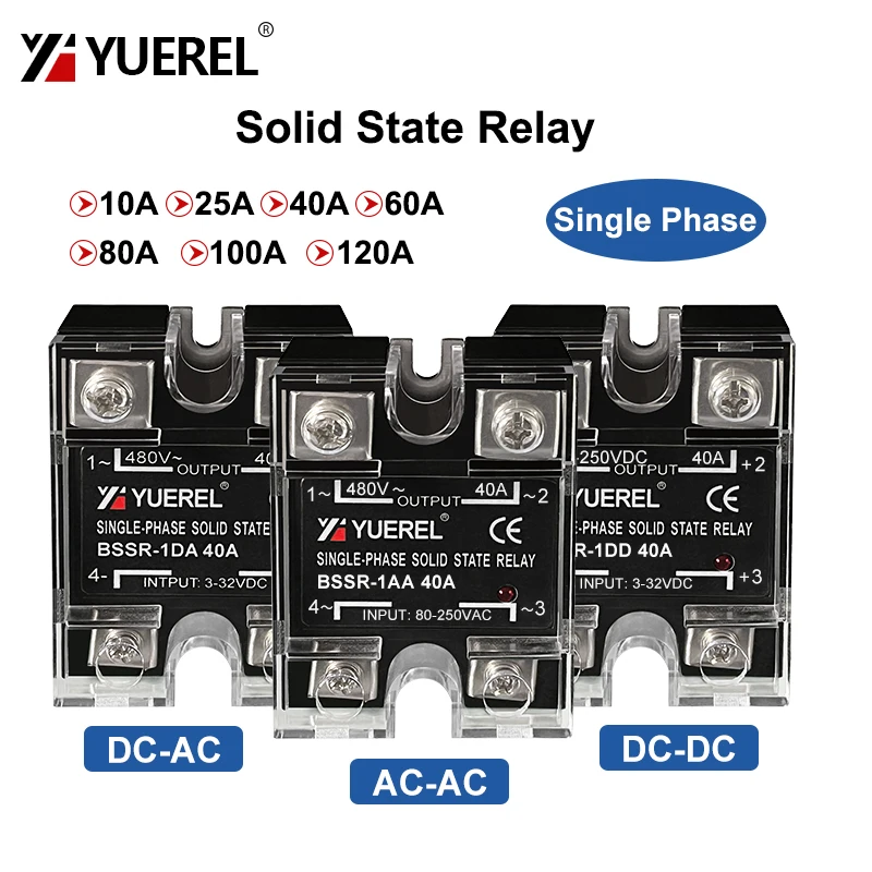 SSR 10A 25A 40A 60A 80A 100A 120A DD DA AA Spevný reléový reléový modul DC/AC kontrola pre reguláciu teploty PID