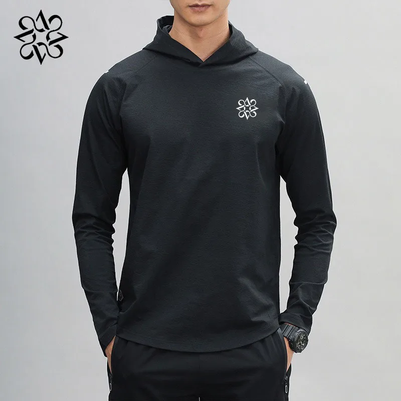 St. Andrews Quick Dry Compression Športové košele Pánske bežecké tričká Cvičenie kapucne tesné fitness telocvične Top tričko s dlhým rukávom