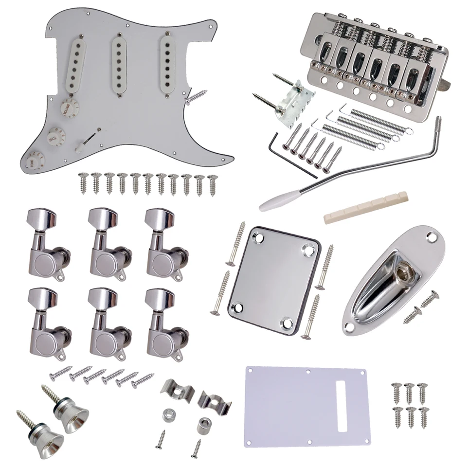 St St Style Electric Guitar Full Set DIY príslušenstvo, vrátane predpisu Pickguard Bridge SSS Pickups a ďalšie doplnky