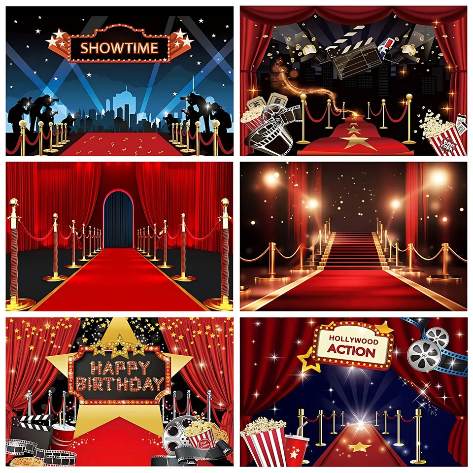 Star Movie Night Photography Kaddrop kino Hollywood červený kobercový film Filmové podujatie Pozadie dospelých narodeninové oslavy dekorácie dekorácie