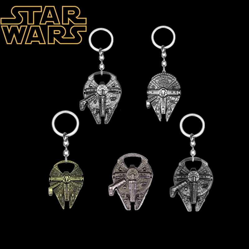 Star War Keychain Movie SpaceShip Men Keyring Prívesok kovový kovový pivo otvárač