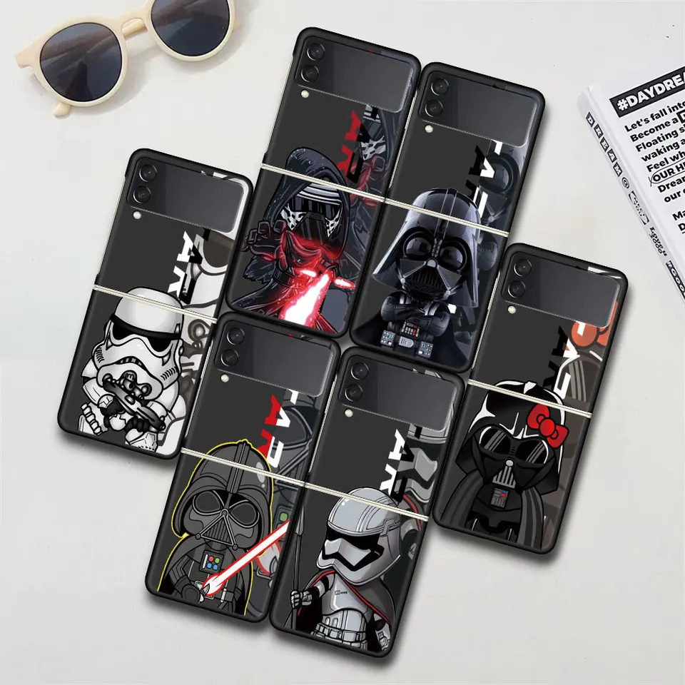 Star Wars Cartoon Cutoon Cuce Case pre Samsung Galaxy Z Flip 4 3 5G Hard PC kryt flip4 flip3 fond fond zflip4 zflip3 coque