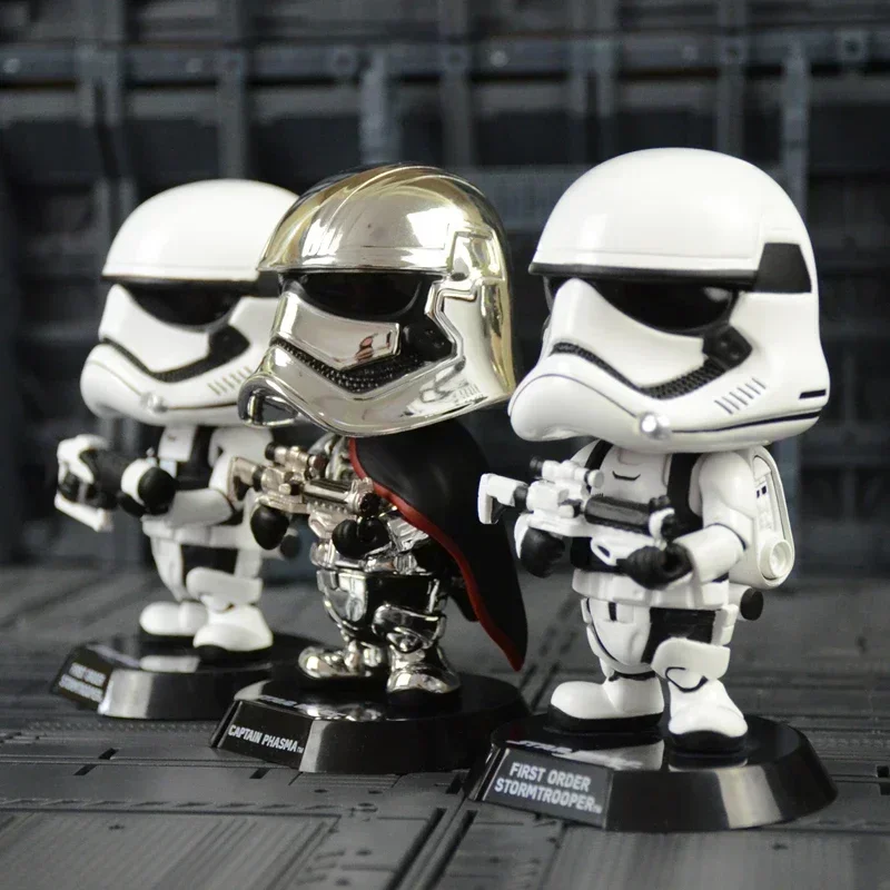 Star Wars Q Edition Darth Vader White Stormtrom Hand Model Can Shake Head Figure Decoration CAR 12 cm dekorácie Nový rok GIF