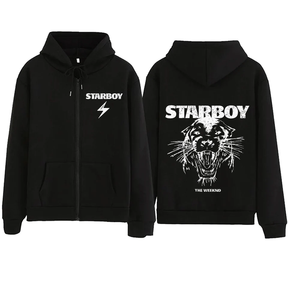 Starboy The Weeknd 2024 Zipper Hoodie Hoodie Harajuku Tops Tops Streetwear Hudobná fanúšikov