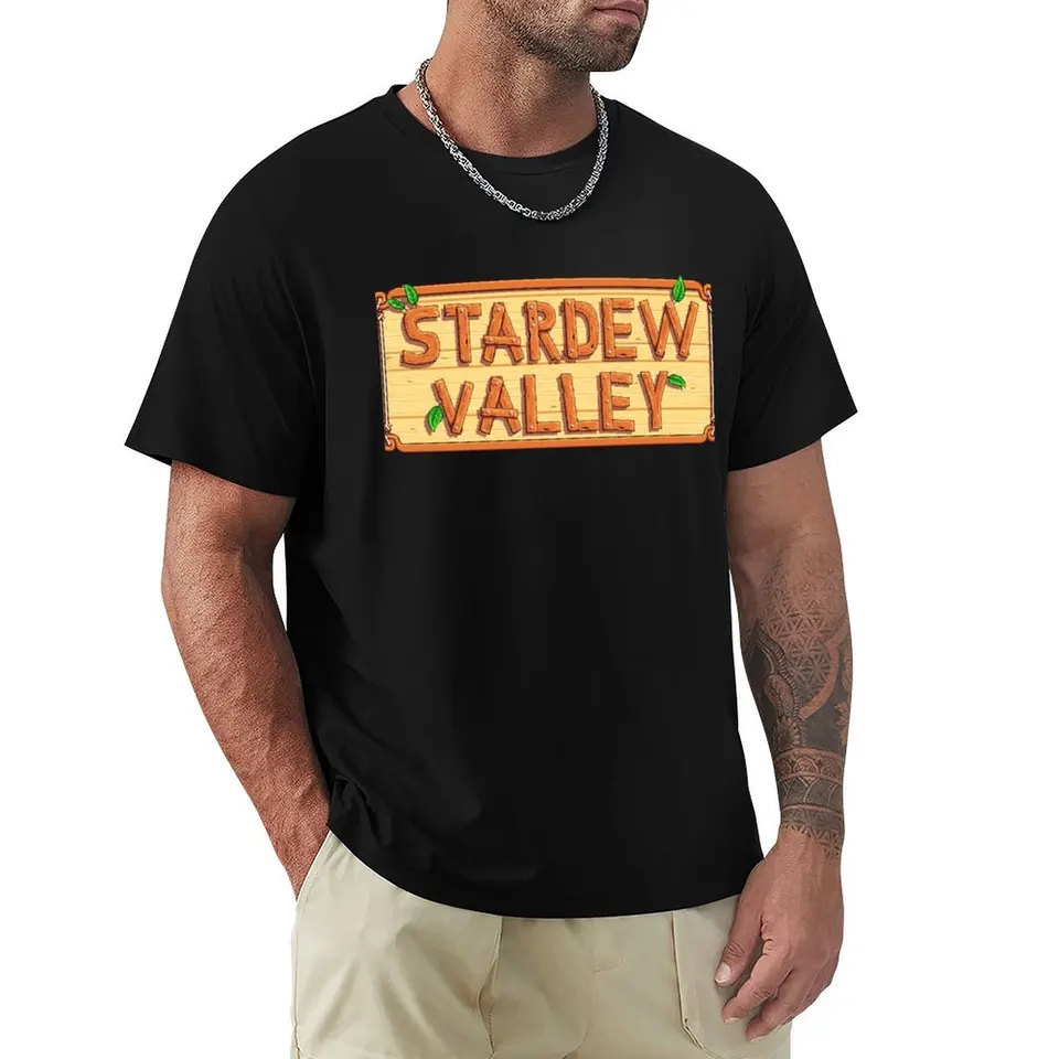 Stardew Valley-Drevené logo Tričko Nadmerné lacné veci Anime veci Pánske grafické tričká