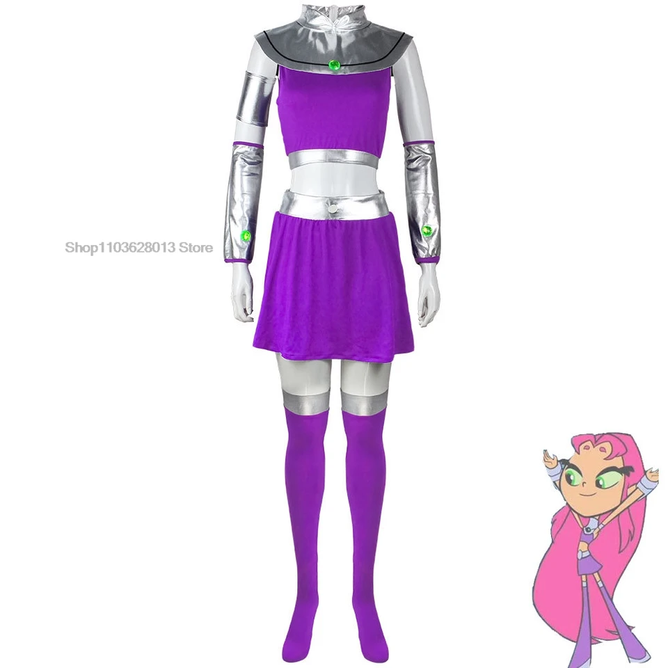 Starfire Cosplay kostým princezná Koriand'r sukňa oblečená s rukavicami ponožky pre halloween anime comic con hviezdne oblečenie