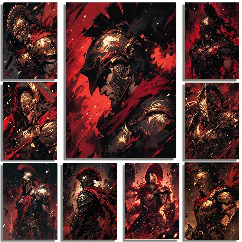 Starogrécka vojna Boh Spartan bojovník portrét plagáty mytológia anime výtlačky maľba maľba nástenné umelecké obrázky izba domáci dekor