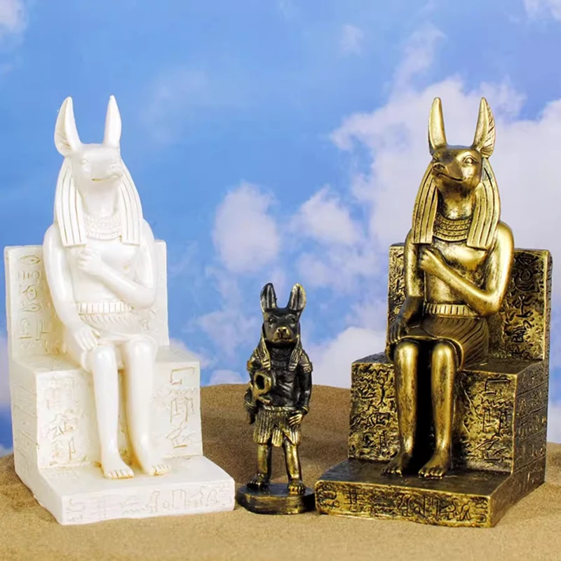 Staroveký egyptský mytológia Guardian Boh Khnum smrť Boh Boh Anubis ps Ram Ran Resin Socha Domáca dekorácia téma party bar dekorácie remeslá