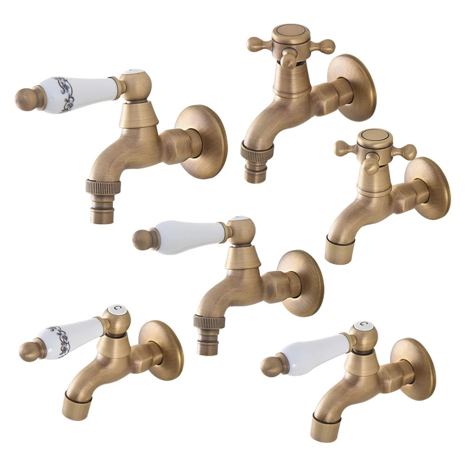 Starožitná mosadzná nástenná montáž kúpeľňa mop bazén Faucet / záhradná voda Tap / Pielavé vodné kohútiky / práčka TAP MZH303