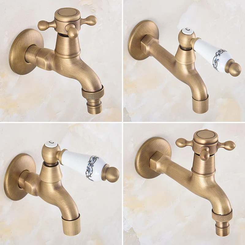 Starožitná mosadzná nástenná montáž kúpeľňa mop bazén Faucet / záhradná voda Tap / Pielavé vodné kohútiky / práčka Tap Mav314