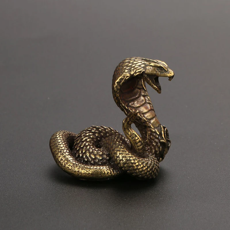 Starožitný bronzový kobra socha ozdoba Zodiac Snake Miniatúrne figúrky meďná stolová dekorácia čajové domáce zvieratá dekorácie doplnky remeslo