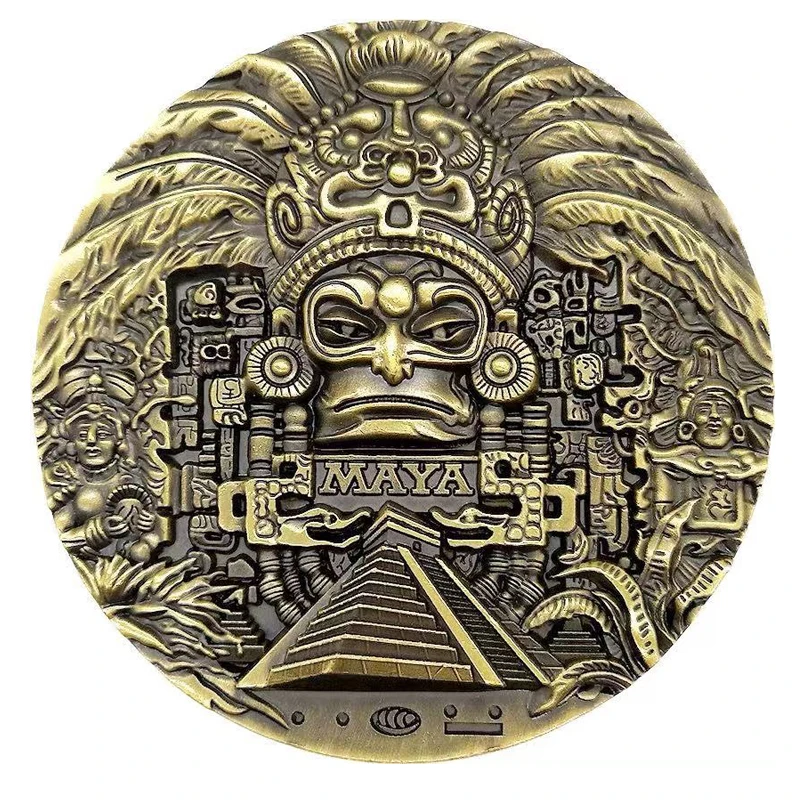 Starožitný mayský kalendár azték Art proroctvo Culture Challenge Coin Pamätné medaily pre ocenenia pre dospelých Fidget Gadgets