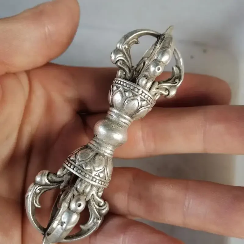 Starý Tibet Tantra budhizmus Tibetský strieborný dorje phurpa Pestle vajra exorcizmus faqi