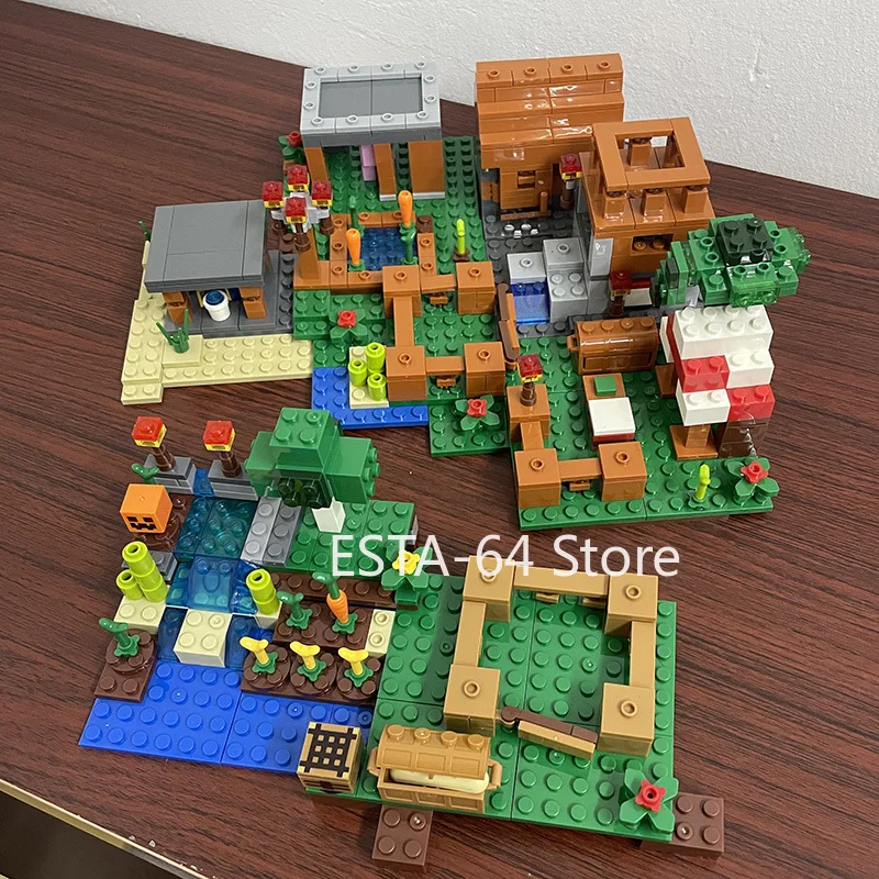 Stavebné bloky dediny City Tree House Waterfall Warhorse Hračky pre deti