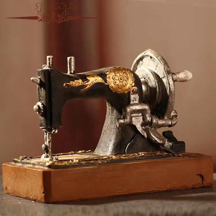 Staygold Retro šijací stroj Vintage domáce dekorácie živice remeselnícke dekorácie Doplnky starožitné umelecké zbierky