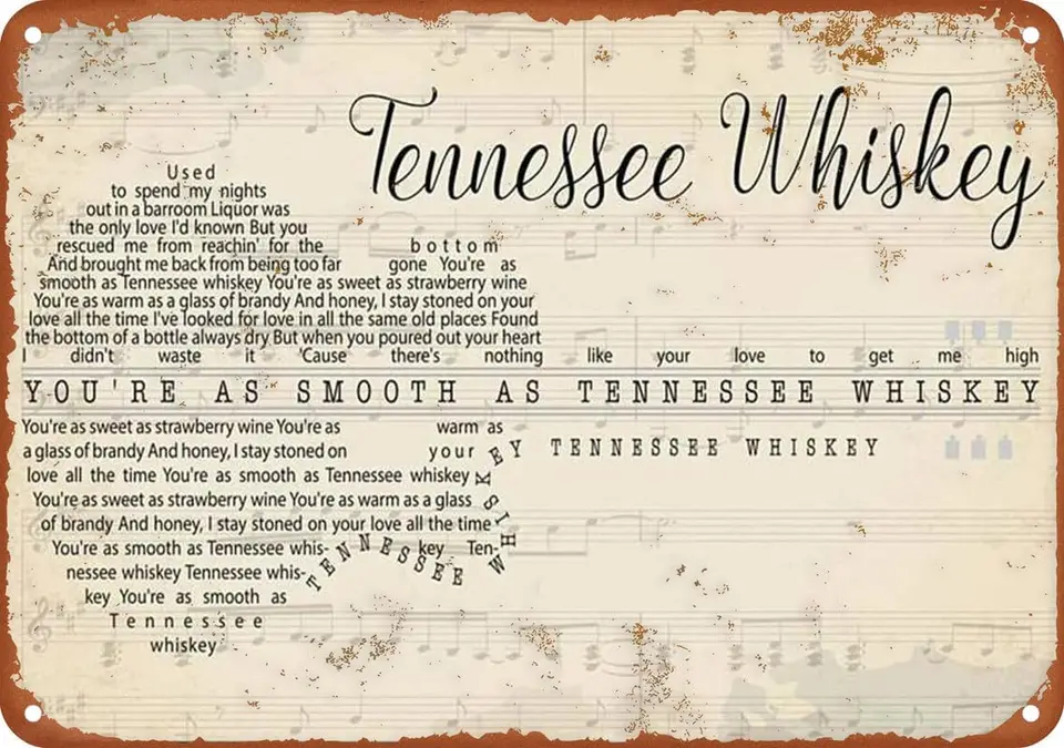 Ste rovnako hladký text Whiskey Texty pieseň pre mužov retro plagát kovový cínový znak hliníková značka obývacia izba bar Artif