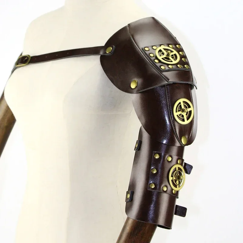 Steampunk Arm Guard Retro Gear Mechanické stredoveké kyberpunk kožené kožené rameno brnenie Archer štít prop cosplay anime príslušenstvo