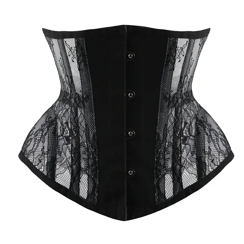 Steampunk korzet Underbust Top -Lace Mesh Short Trup Bustier Gotická krivka presýpací krík shaper modelovanie remienok Slimming PAIST Tréner
