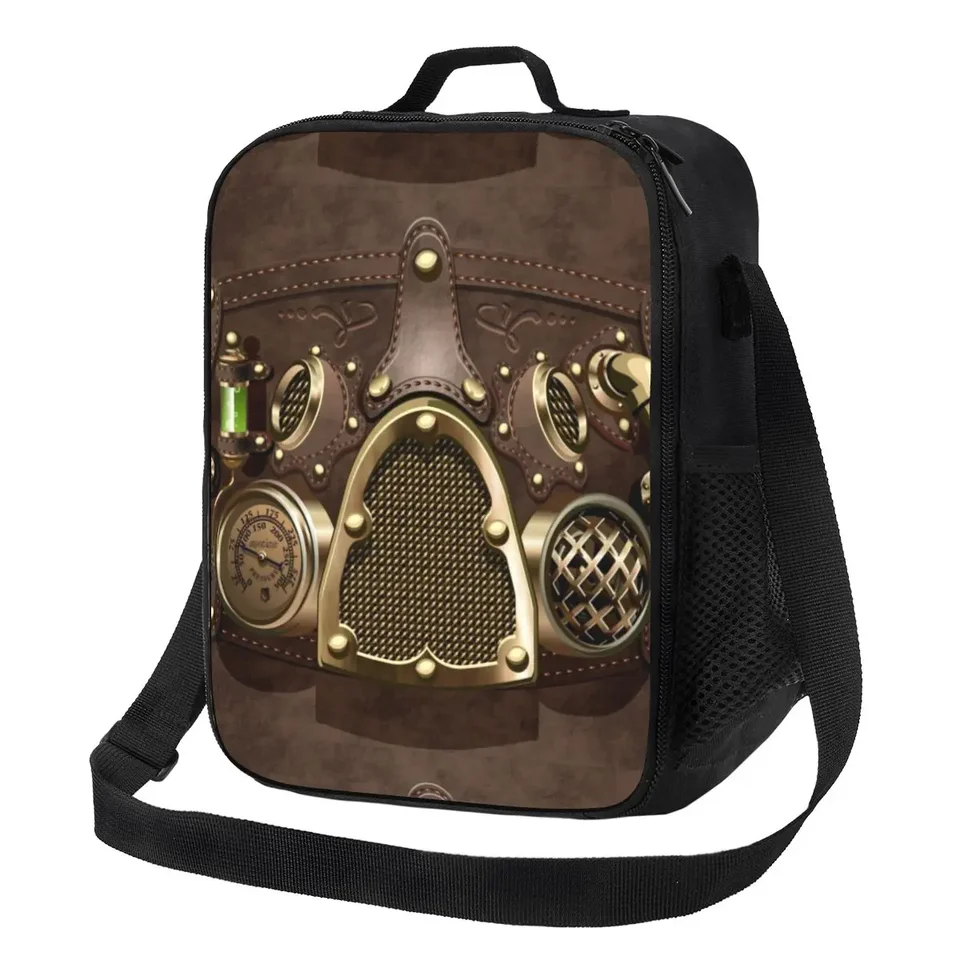 Steampunk kožená prenosná obedová škatuľka Pilot Air Fighter Helme Termal Cooler Food Izolované obedové tašky Školské deti Študent