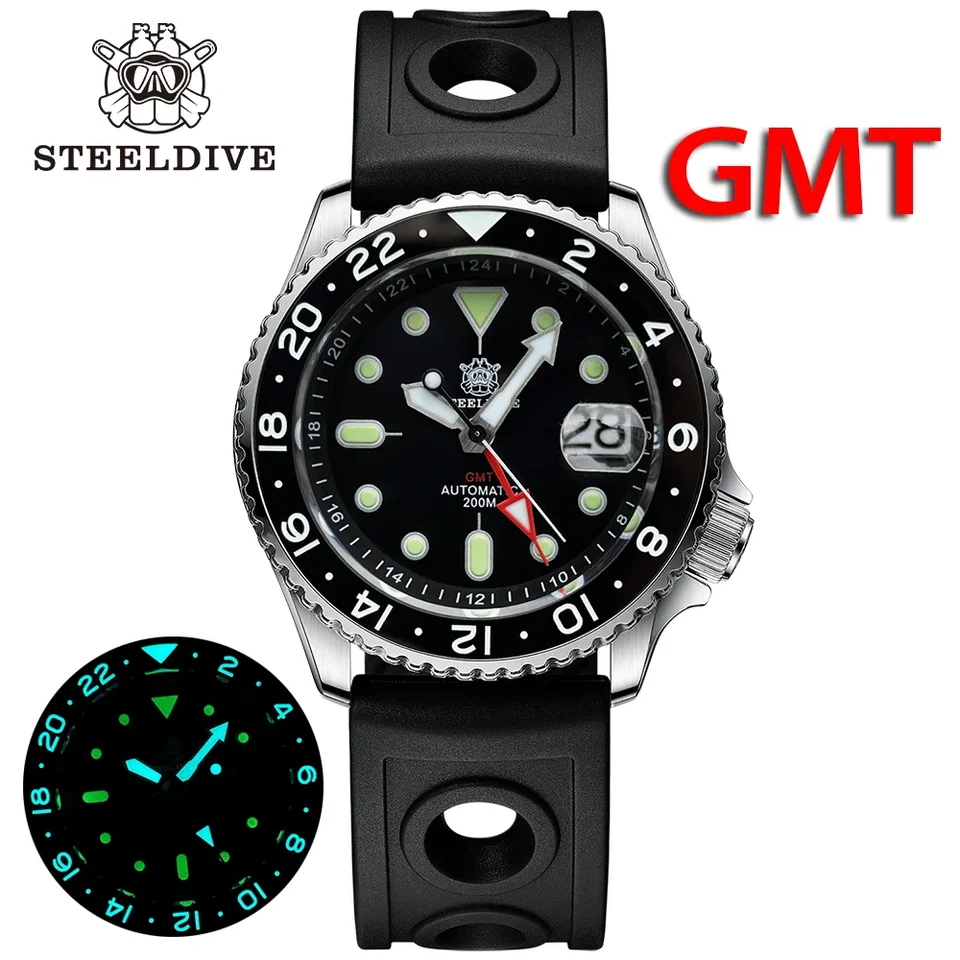 Steeldive SD1994 GMT Mechanical Men's Watch Ceramic Rám Japonsko NH34 pohyb švajčiarsky super svetelný vodotesný 20barový potápačský hodinky