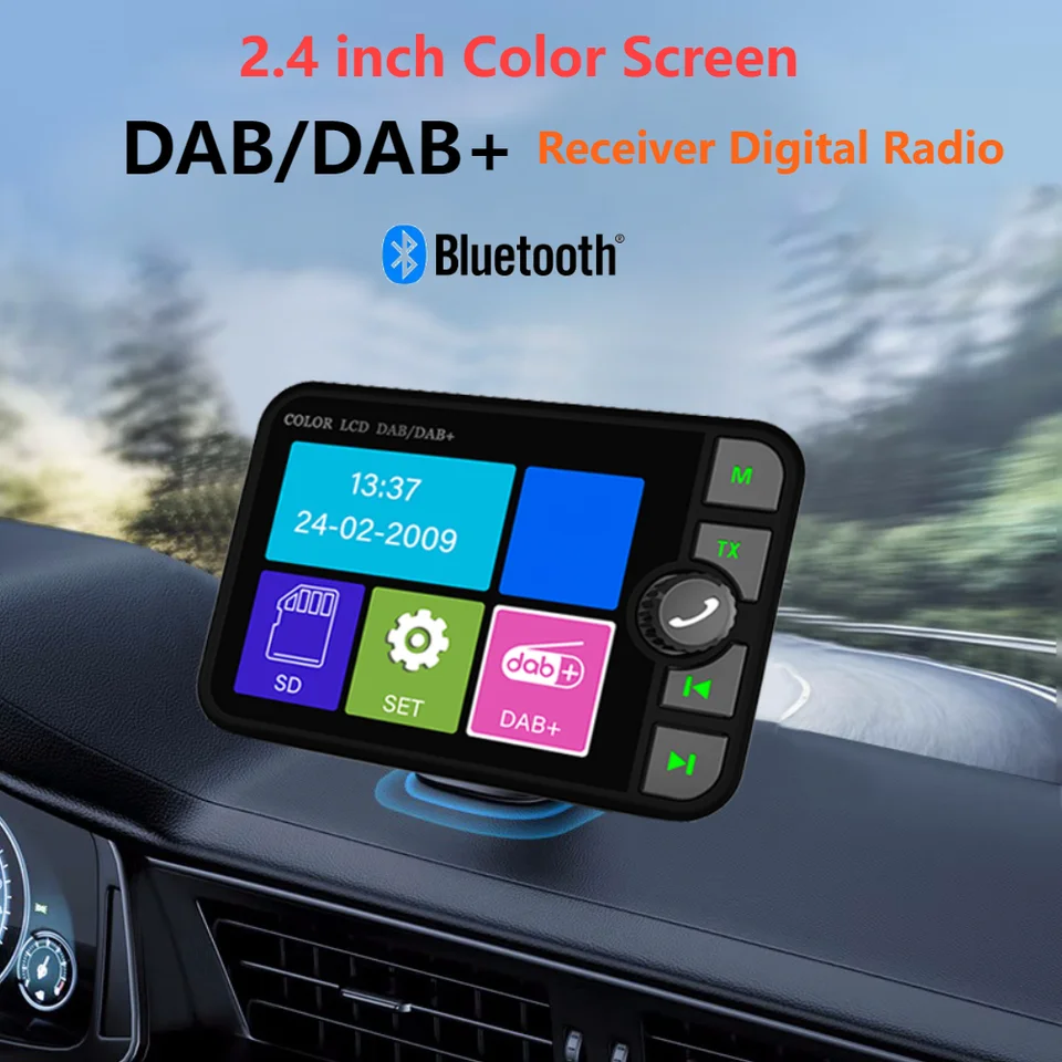 Stereo DAB Radio 2,4 palca LCD farebná obrazovka digitálny signál Broadcast Broadcaster Bluetooth kompatibilný 5.0 Digitálne rádio 3,5 mm pre auto