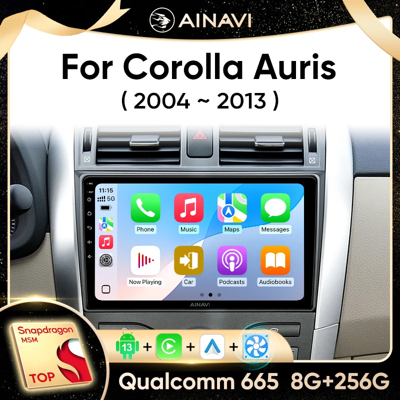 Stereo rádio Ainavi pre Toyota Corolla E140/150 AURIS E180 2004-2013 multimediálny hráč bezdrôtový CarPlay Android Android Auto WiFi 4G