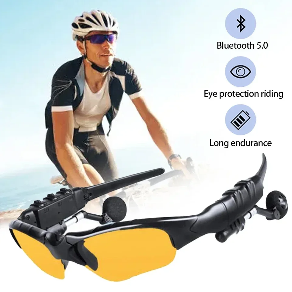 Stereo Wireless Bluetooth 5.0 Okuliare náhlavných súprav vonkajšia cyklistika 2 v 1 okuliaroch pre jazdu na cyklistickom športovom šumovom redukcii slúchadiel