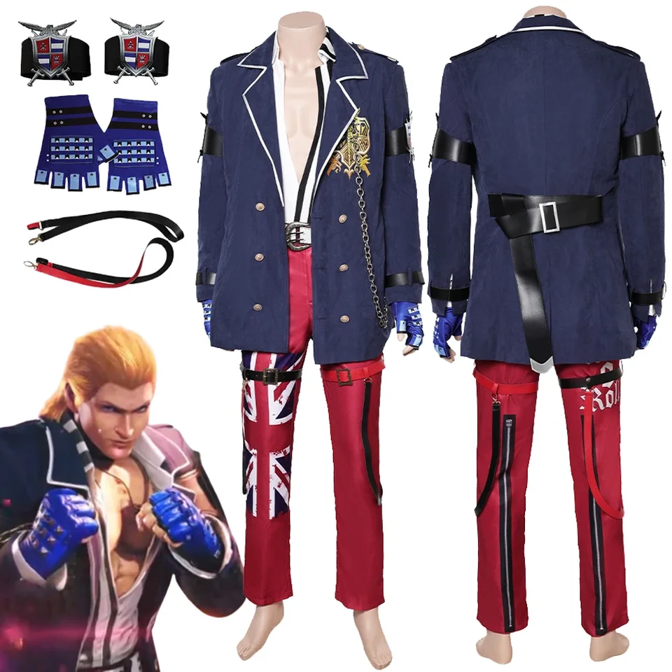 Steve Fox Cosplay fantasy rukavice košele Anime hra Tekken8 Kostým maskuje dospelých mužov roleplay Fantasia Male Halloween Clothes
