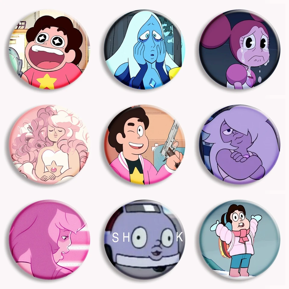 Steven Universe gombíka Pin Kawaii Anime Pink Lion Espinela Garnet Amatista Strawberry Field Broš